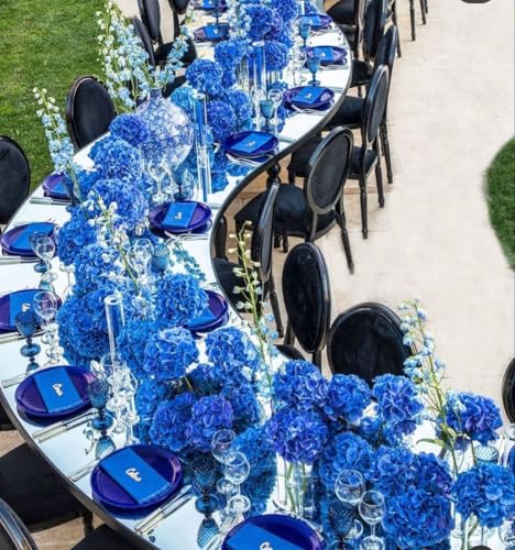 Coferset Blue Hydrangea Artificial Flowers, 20 inch Lifelike Real Touch Faux Hydrangea Flower for Home Wedding Office Party Living Room Decoration (Royal Blue) - color: Royal Blue