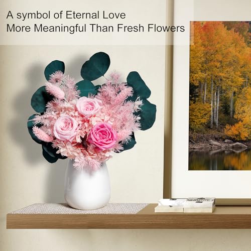 Bonsion Preserved Flowers Gifts for Women, Flower for Delivery, Pink Roses Gifts fo Her, Preserved Roses Bouquets, Birthday Gifts for Grandma, Mothers Day Flowers for Wife - color: Pink