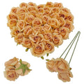 Artificial Light Coffee Satin Rose Flower Heads,42 Pcs Toffee Silk Rose Heads with Stems,3.5'' Rose Artificial Flowers Bulk,Artificial Brown Rose Flower Heads for DIY Crafts Bouquet (42, Toffee) - color: Toffee