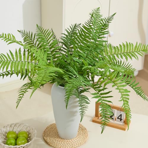 30" Fake Ferns Plants with 24 Fronds Faux Boston Fern Realistic Artificial Greenery Stems for Vase Home Decor Indoor 2Pcs