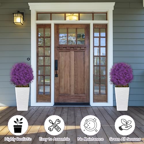Sunnyglade 25.5" Set of 2 Artificial Lilac Flowers Tree, Faux Lilac Shrub Bushes with Ground Spike, UV Resistant Fake Delphinium Antirrhinum for Indoor, Garden, Yard, Porch, Patio Decor (Rose) - color: Rose