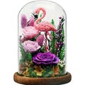 Eternal Flowers with Flamingo-Big Flower Big Love- Graduation Flowers Gifts for Daughter Wife Mom-Forever Flower in Glass Dome-Flowers for Delivery Prime on Anniversary Valentines Birthday (Purple) - color: Purple3