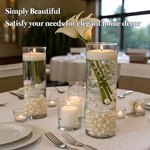 6 Pack Glass Cylinder Vases for Flower 12 Inch Tall Clear Centerpieces Bulk Vase Hurricane Floating Candle Holder for Table Home Decor Floral Shelf Party Dining Wedding Holiday Decoration - size: 12 Inch