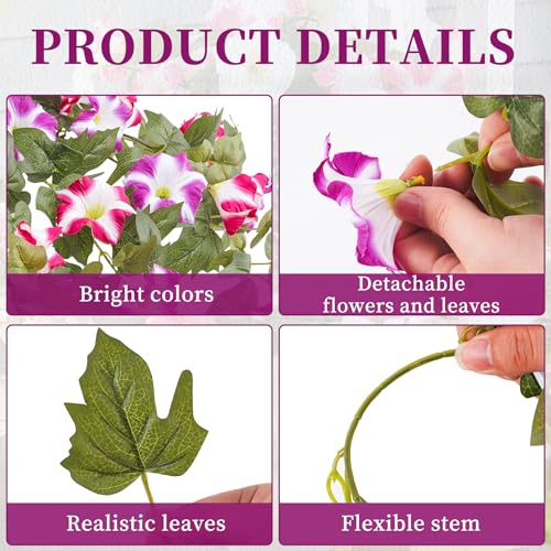 YOUNGLEAVES 2pcs Artificial Fake Petunia Flowers for Outdoor Decoration | Faux Realistic Floral Plants, UV-resistant realistic flower bouquet, Ideal for Garden Porch Balcony Home Wedding Party Decor - color: Pink Purple