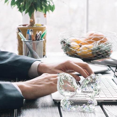 Butterfly Shaped Acrylic "Physician Assistant" Desk Sign, Physician Assistant Gift, Great Clinical Instructor Appreciation Decoration, Also a Durable Clinic Office Gift for Graduation and PA Week - color: Gray white