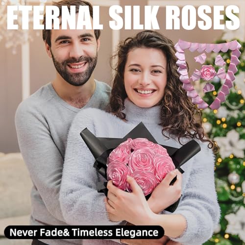 300Pcs Premade Satin Ribbon Rose Petals Half-Finished for Eternal Rose DIY Ramos Forever Flowers Bouquets Everlasting Floral,for Wedding,Anniversary,Birthday (300 Pcs Light Pink) - color: 300 Pcs Light Pink
