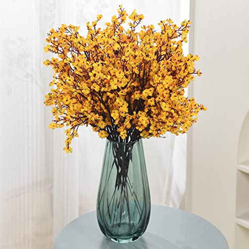 15PCS Artificial Baby Breath Flowers Fake Silk Real Touch DIY Floral Bouquets Decor Wedding Party Decoration Arrangements-Orange - color: 15pcs-orange