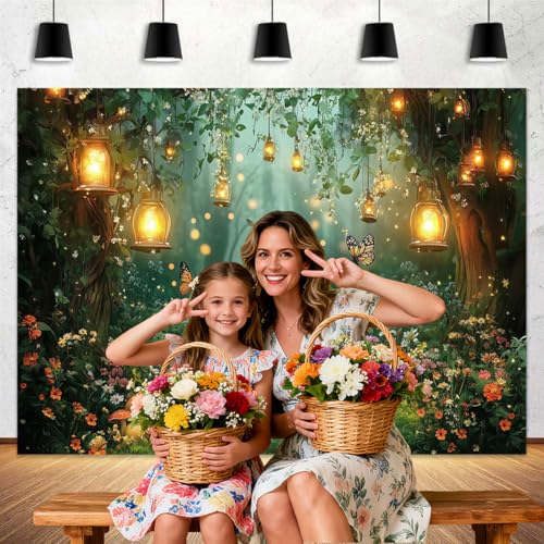 Spring Enchanted Forest Backdrop, Fairy Tale Wonderland Garden Backdrops for Photoshoot, Mushroom Butterfly Woodland Fairy Tea Party Decorations Photo Booth Studio Props Backdrops 7X5FT - color: Green, size: 7X5FT