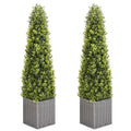 48 Inch Artificial Boxwood Topiary Tree 2 Pack, Two 4FT Potted Boxwood Tree Cone Topiary Artificial Plant Shrub for Front Porch Home Office Decor…… (2, 4FT)