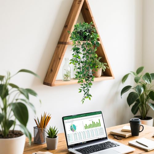 Clearain Fake Plants Hanging Artificial Potted Faux Eucalyptus Plants for Boho Farmhouse Bathroom Office Desk Wall Bookshelves Room Accessories Decorations - color: 1pcs-type a