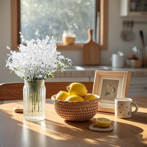 20PCS Acrylic Crystal Flower Branches – Clear Artificial Bead Drop Bouquets, Glitter Floral Acrylic Picks Arrangement for Wedding, Christmas, Thanksgiving & Home/Office Table Top Decoration – Clear