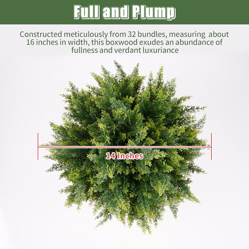 24.8'' Artificial Cedar Topiary Trees with Spikes, 2 Pack UV Resistant Evergreen Fake Pine Cypress Shrubs Plants Faux Tree for Planter Entryway Greenery Front Porch Patio Indoor Outdoor Decor - size: 24.8inch-cedar