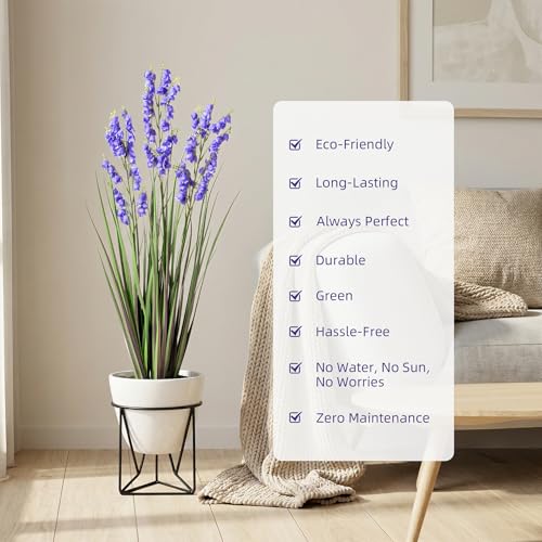 Ttranewsoo Green Onions Home Decor Fake Plants Lily of The Valley Snake Plant Home DéCor Accents Artificial Grass Room Decor Artificial Plants Indoor Artificial Grass 36" 1 Pack(Purple) - color: Violet