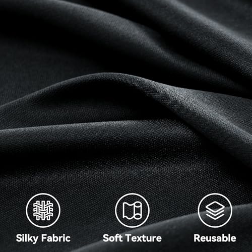 20ftx12ft Black Backdrop Curtain for Parties, Wrinkle Free 4 Panels 12 ft Long Silky Polyester Photo Backdrop Drapes Back Drop Cloth Drapery for Wedding Birthday Graduation Photography Background - color: Black, size: 5ft(W)x12ft(H)_4 Panels
