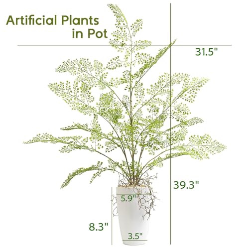 Fake Plants 38" Tall Artificial Plants Faux Plants Indoor Outdoor Tree in White Pot for Living Room Home House Office Decor