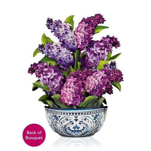 Freshcut Paper Pop Up Cards, Garden Lilacs, 12 Inch Life Sized Forever Flower Bouquet 3D Popup Greeting Card, Birthday Cards, Thank You Card, Blank Notecard & Envelope - color: Garden Lilacs, size: Classic