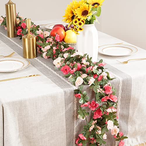 BLEUM CADE 2Pcs 16.4Ft Flower Garland Artificial Rose Vines for Bedroom, Cute Fake Hanging Flower Vines Floral Garland Decorations for Wedding Party Wall Room Decor Aesthetic - color: Pink, size: 2 Pcs