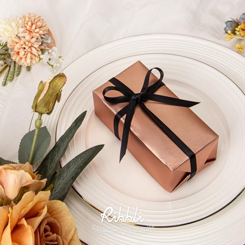 Ribbli Double Faced Black Satin Ribbon,1/4” x Continuous 25 Yards,Use for Bows Bouquet,Gift Wrapping,Floral Arrangement - color: Black, size: 1/4 inch