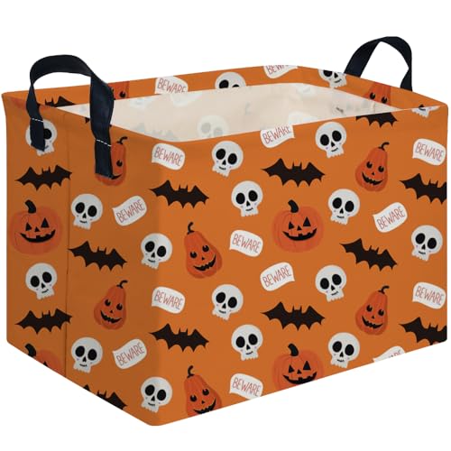 Halloween Ghost thriller basket,Empty Halloween basket,Horror and thriller decor,Trick or Treat Box for Boys and Girls,Horror decor(Bat pumpkin) - color: Bat pumpkin