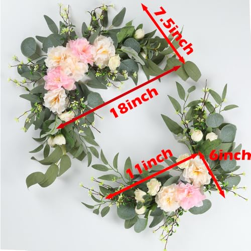 H&W 2pcs Artificial Wedding Arch Flowers for Wedding Sign, Floral Swag Dusty Decor for Reception Ceremony Backdrop Sweetheart Table (Grass Heart-Peony) - color: Grass Heart-peony