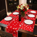 VitalCozy 7 Pcs Valentines Day Table Runner and Placemat Set 72 x 13 Inch Red Love Hearts Runner Anniversary Valentines Table Mat for Holiday Kitchen Dining Wedding Decoration - style: Valentine's Day
