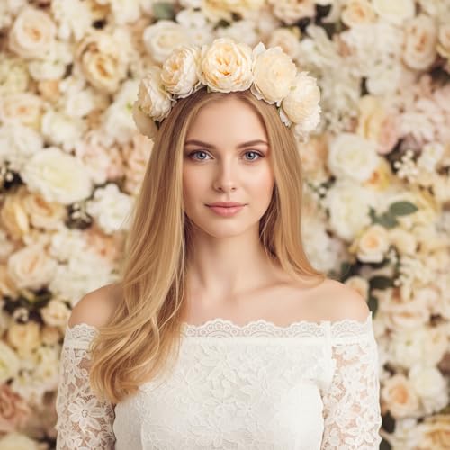 Thiccywoov 200 Pcs Flowers Long Stem Artificial Rose Bulk, 3.2 Inches Silk Rose Head Flowers Faux for Wedding Bridal Bouquet Independence Day Home Floral DIY Centerpieces Party Decoration(Champagne) - color: Champagne