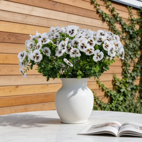 10 Bundles Artificial White Orchid Stems, Fake Outdoor Plants for Porch, UV Resistant Faux Flowers for Wedding Decor, Spring Outdoor Flowers, Table Centerpiece - color: White-10
