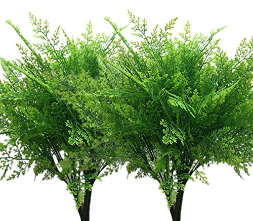 Artificial Fern Shrubs, Fake Plastic Persian Green Leaves Plants Greenery Grass Simulation Bushes Outdoor Indoor Home Garden Verandah Parterre Table Centerpieces Arrangements Decoration 8 pcs - color: Fern Leaves / 8pcs