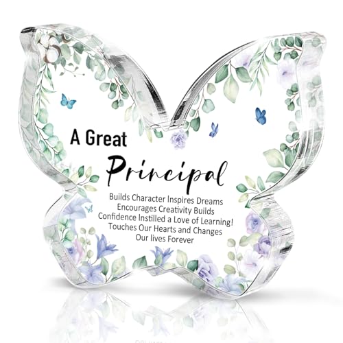 Principal Appreciation Gift - Butterfly Shaped Acrylic Desk Sign, Suitable for Retired Educators, School Administrators Office Decoration, 4.7" x 3.2", Retirement Keepsake - color: Light green