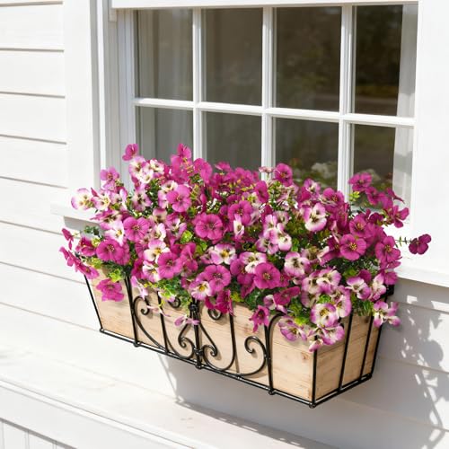Artificial Fake Pansy Flowers for Outdoor, 12 Pcs Faux Silk Pansies Flower for Spring Summer Decoration, UV Resistant Fake Plants for Outside Planter Porch Yard Patio Home Decor(Gradient Double Pink) - color: Gradient Double Pink