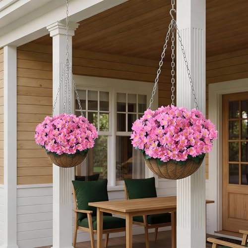 Juxdp 8 Bundles Artificial Camellia, Fake Silk Bouquet Flowers(Pink) | Full＆Vibrant, Fade-resistant, UV-resistant＆Waterproof, for Front Door/Garden/Farmhouse/Outdoor/Home/Spring/Summer Decor - color: Pink