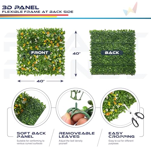 Windscreen4less 1 PC 40"x40" Artificial Boxwood Panels Faux Plant Grass Green Wall Panel Decoration for Outdoor Indoor Garden Backyard (Style 6) - color: 3d Panel Style 6, size: 40"x40"