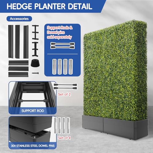 Bynbbur 72" Lx6 Hx6 D Aluminum Base Black for Artificial Boxwood Panel Hedge Wall Grass Backdrop Use, Outdoor Planters Garden Raised, Metal Planter Box - color: Black Base, size: 72"Lx6"Hx6"D