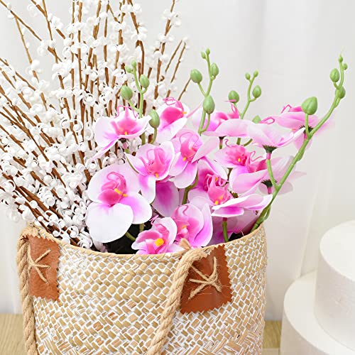 Artificial Phalaenopsis Flowers 4 Pcs, 15” Fake Silk Orchids with Stem Leaves for Valentine's Day Home Office Wedding Party Décor (Pink) - color: White&pink