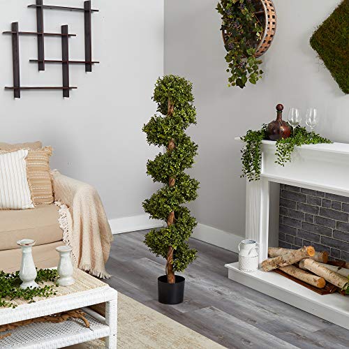 Nearly Natural 5ft. Boxwood Spiral Topiary Artificial Tree (Indoor/Outdoor)
