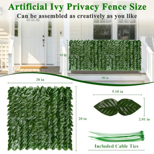 iCover Artificial Ivy Privacy Screen for Fence, 59x98in Strengthened Joint Prevent Leaves Falling Off, Faux Hedge Panels Greenery Vines, Decorative Fences for Outdoor, Garden - color: Green Vines, size: 59*98in