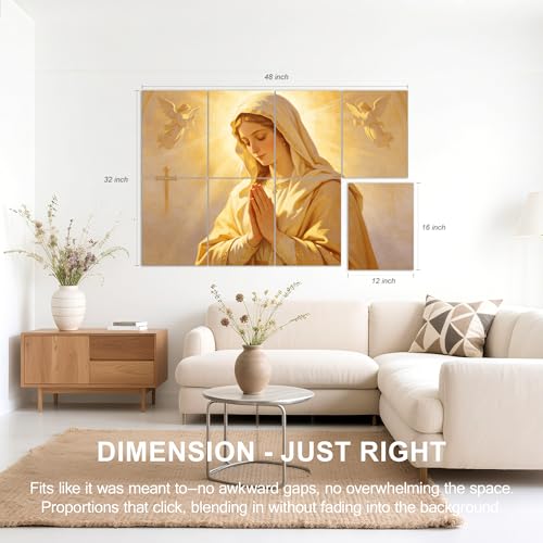 Mollywell Art Acoustic Panels, 48x32 in, Mary's Prayer | Self-Adhesive, Reduces Echo, Sound Absorbing, Modern Art Wall Decor, Living Room, Studio, Bedroom, Office - color: Mary's Prayer, size: 8 Pack Art