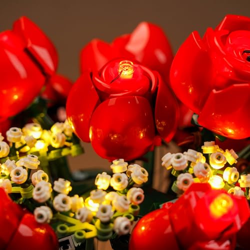 LED Light Kit for Lego Rose 10328 Artificial Plants Set, Decoration Lights Build a Gift for Her or Him for Anniversary and Valentine’s Day,(Lights Only, No Lego Models) - color: Roses10328, size: Standard Version