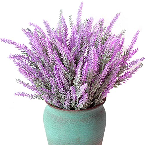 Fake Flowers Lavender, Artificial Flowers for Decoration Faux Flower Plants Plastic Greenery Decorations for Outdoor Garden Outdoors Home Art Floral Arrangements Wedding DIY Bouquet - Fuchsia 4 Pack - color: Lavender-fuchsia-4 Pack