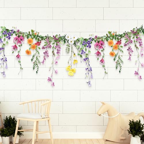 Cheerland Flower Banner Wildflower Garland Floral Party Decorations Whimsical Decor for Enchanted Garden Floral Woodland Theme Picnic Girls Birthday Tea Party Garden Wedding Onederland Baby Shower