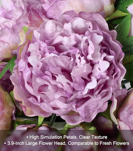 florisso Purple Peony Artificial Flowers - 11 Branches Faux Peonies for Home Decoration, Wedding Centerpieces & Party Decor (Silk Artificial Flowers) - color: Peony-purple
