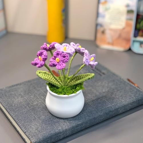Joekaran Crochet Flowers Cute Small Flower, Self Care Gifts for Women Grandmother,Valentines,Birthday, Christmas Basket Gift from Friends Son Daughter, Desk Decor, (Purple Gradient Myosotis) - color: Purple Gradient Myosotis