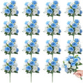 Zeyune 16 Bunches 12 Inch Artificial Mini Rose Bouquet 160 Heads Bridal Flower Bouquets Fake Silk Rose Bulk for Valentine's Day Wedding Bridal Shower Home Office Garden(White and Blue) - color: White and Blue
