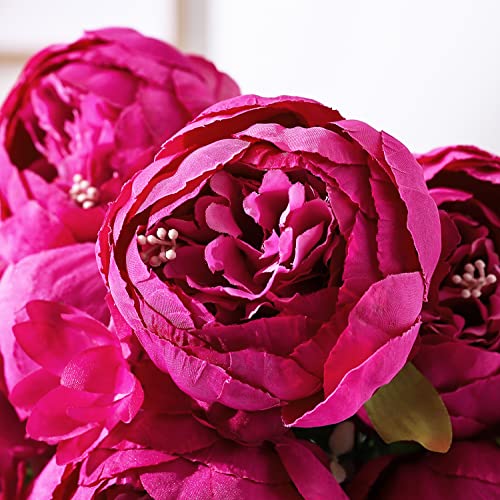 Duovlo Springs Flowers Artificial Silk Peony Bouquets Wedding Home Decoration,Pack of 1 (Spring Hot Pink) - color: Spring Hot Pink
