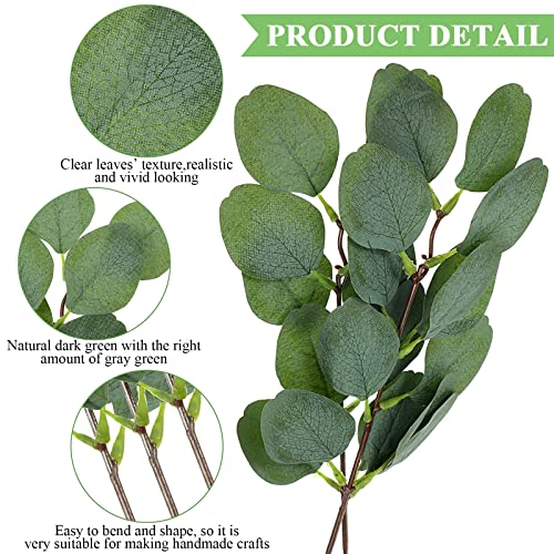 WILLBOND 50 Pcs Artificial Eucalyptus Stems, 3.8 Inch Faux Eucalyptus Leaves Mini Greenery Stems, Long Oval Plastic Greenery Picks for Wedding Bouquet, Vase Filler, Home Office Garden DIY Decor