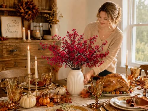 Mandy's 6 Bundles Artificial Burgundy Baby’s Breath Flowers | 18.5 Inch Silk Gypsophila European Style Modern Home Decor Centerpiece Neutral Wedding Flower Arrangements - color: Burgundy