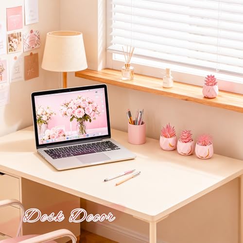 Der Rose 4 Packs Pink Fake Plants Small Succulents Plants Artificial for Pink Bathroom Vanity Decor Office Desk Accessories Wedding Gifts for Women