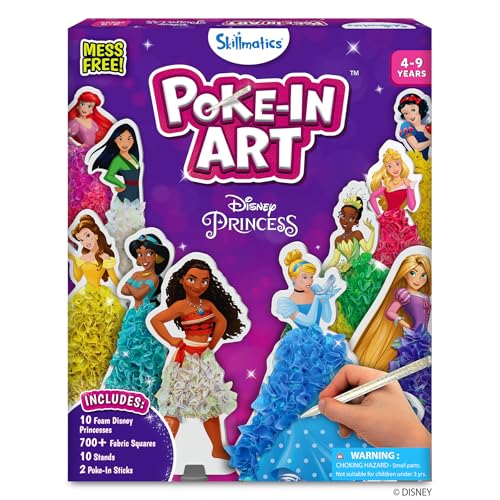 Skillmatics Poke-in Art - Disney Princesses, Mess-Free Fun for Kids, Screen-Free Entertainment, DIY Wood Craft Kits, Creative Activity, Gifts for Girls Ages 4, 5, 6, 7, 8, 9 - style: 3. Disney Princess