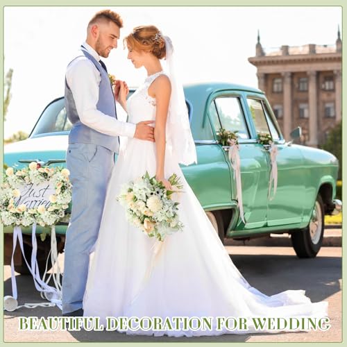Tigeen Peonies Artificial Flowers Faux Roses Silk Flowers Hydrangea Artificial Bouquet for Wedding Table Centerpiece Floral Vase Home Office Bridal Decor(White,12 Bundles) - color: White