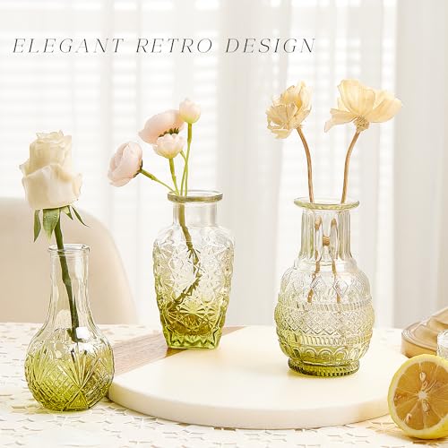 Glass Bud Vase Set of 30, Small Flower Vases, Glass Vases for Centerpieces, Vintage Home Table Decorations Bud Vases (30 Pcs, Green) - color: Green, size: 30 Pcs